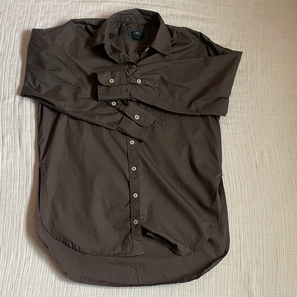 MAEVE 3/4 sleeves Slate Gray Button-Down Shirt 100% Cotton - Picture 6 of 13